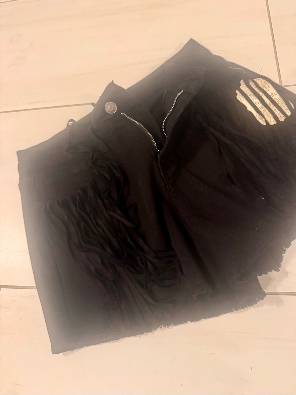 Black Fringe denim shorts- Women's Casual Chic